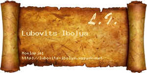 Lubovits Ibolya névjegykártya